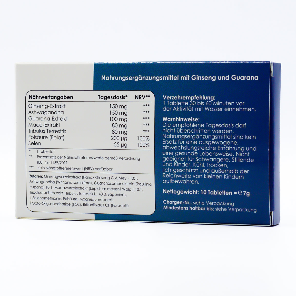 Neravil Blue Tablets for Men - Complex of Ginseng, Ashwagandha and Maca with Tribulus, Folic Acid and Selenium - Support for Activity and Endurance