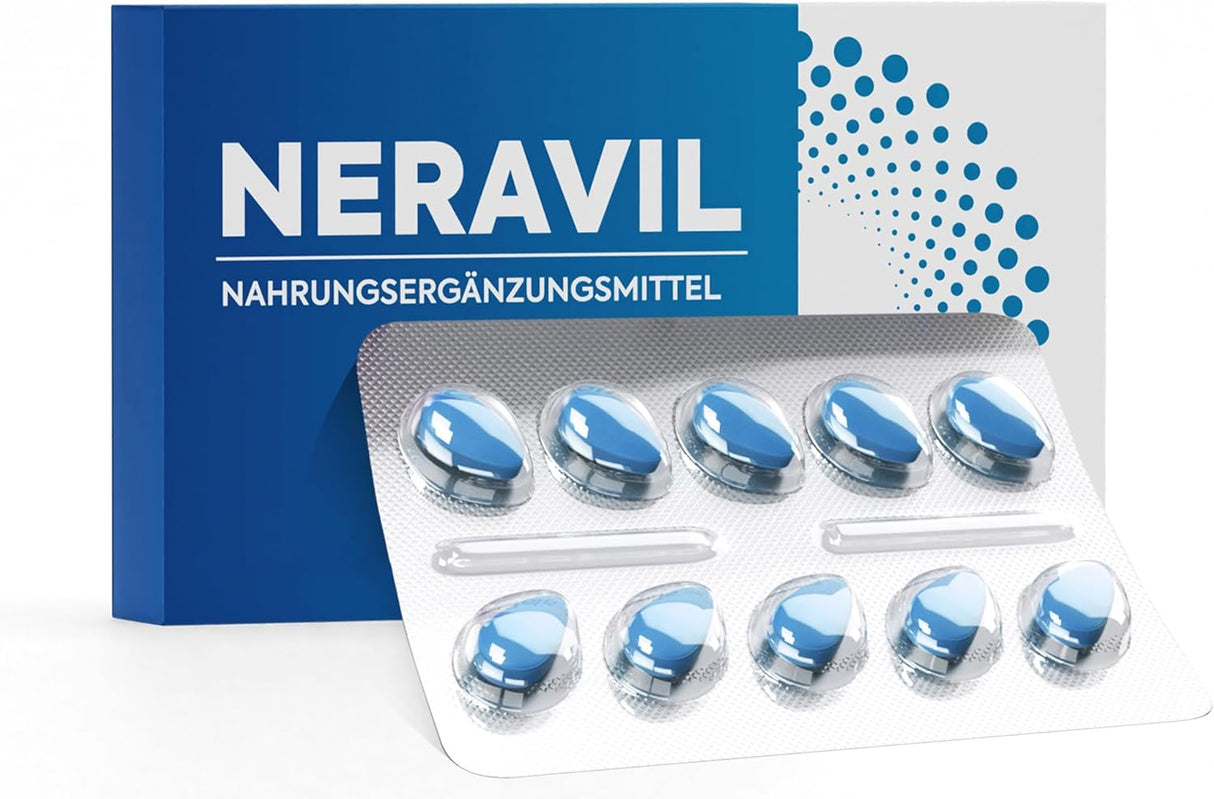 Neravil Blue Tablets for Men - Complex of Ginseng, Ashwagandha and Maca with Tribulus, Folic Acid and Selenium - Support for Activity and Endurance